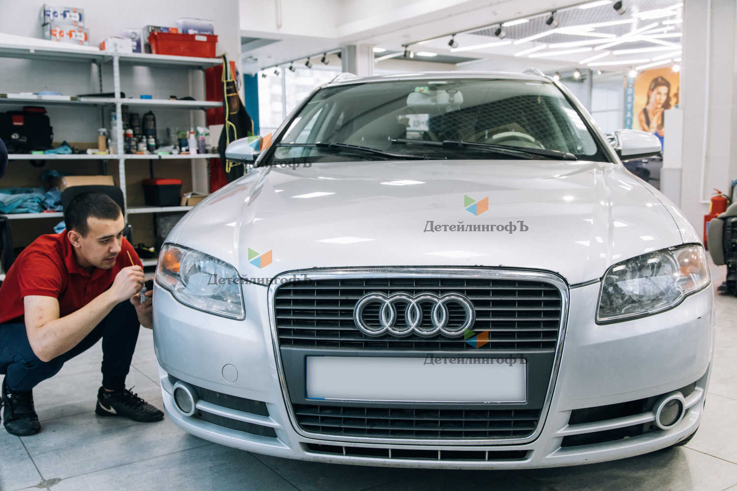 Химчистка салона, полировка кузова и мойка двигателя Audi A4
